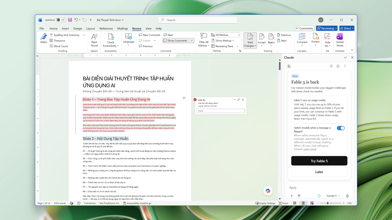 CLAUDE 365 FOR WORD TRACKED CHANGES